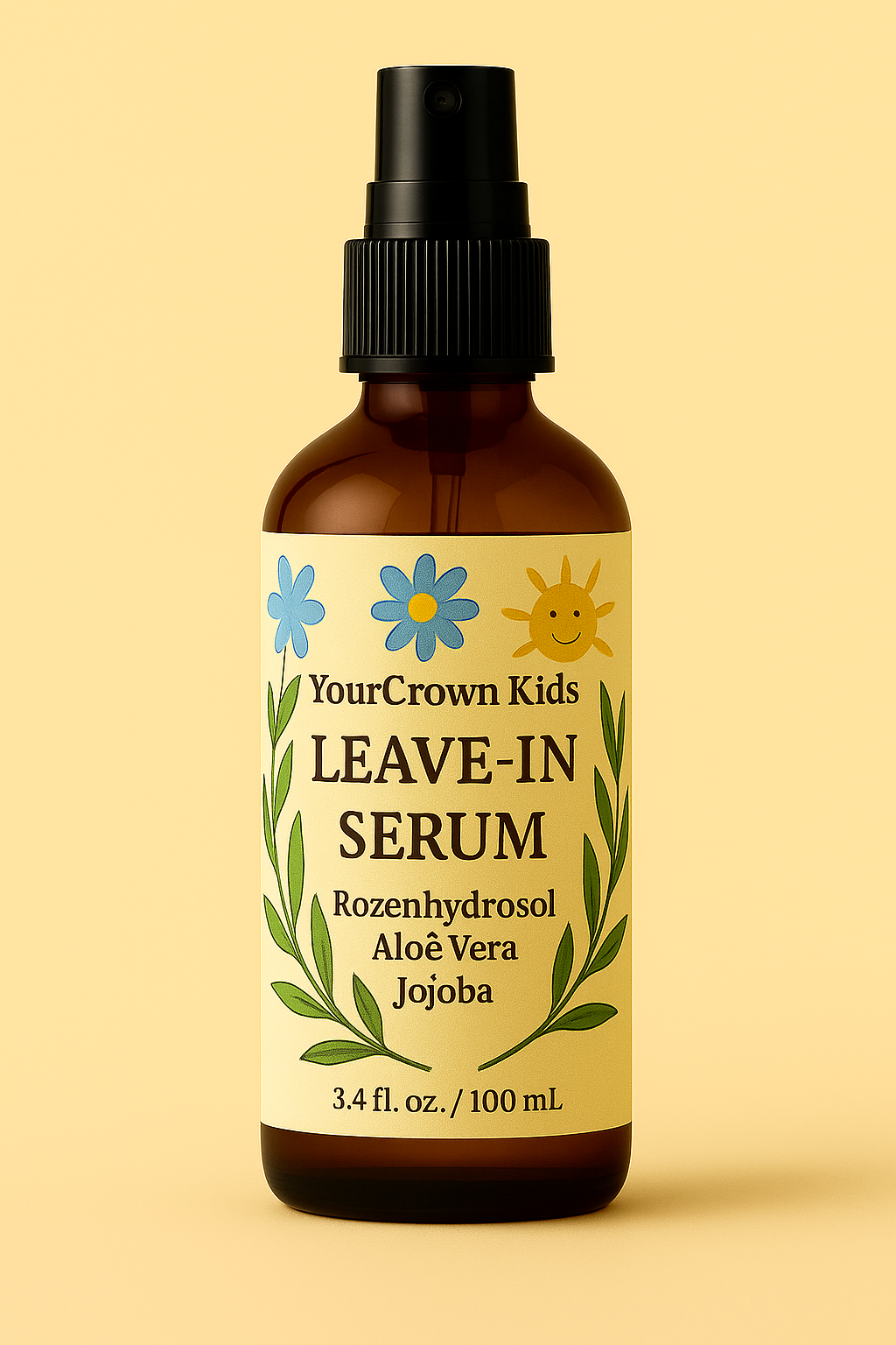 Kids leave-in spray voor krullen 3C–4C – Your Crown Journey (100 ml). leave-in-serum-krullen kinderen natuurlijke haarverzorging voor kinderen met kroes krullend en stijl haar