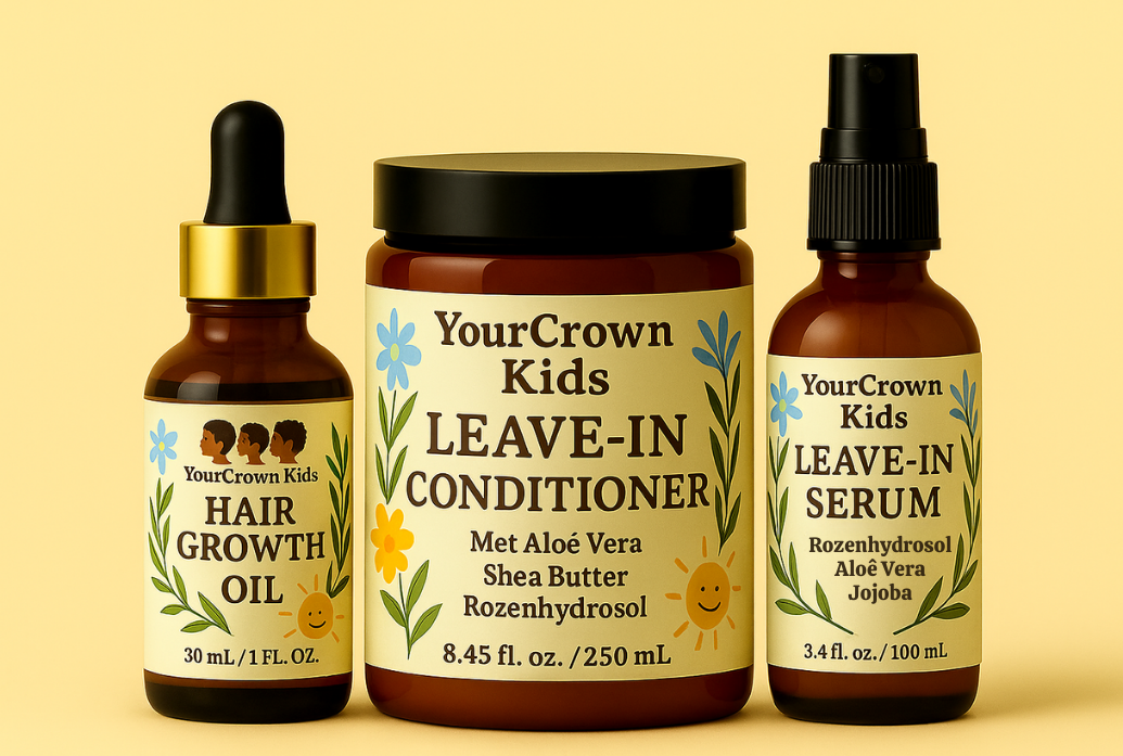 Kids haarverzorging voor krullen – milde leave-in en haarolie (Your Crown Journey)