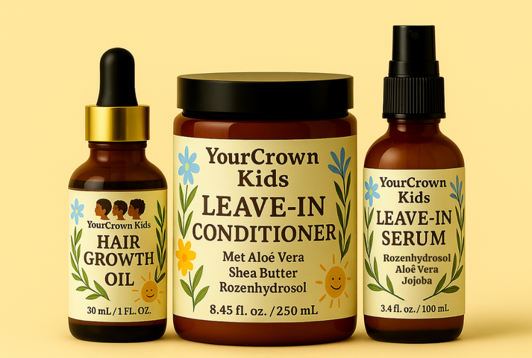 Kids haarverzorging voor krullen – milde leave-in en haarolie (Your Crown Journey)
