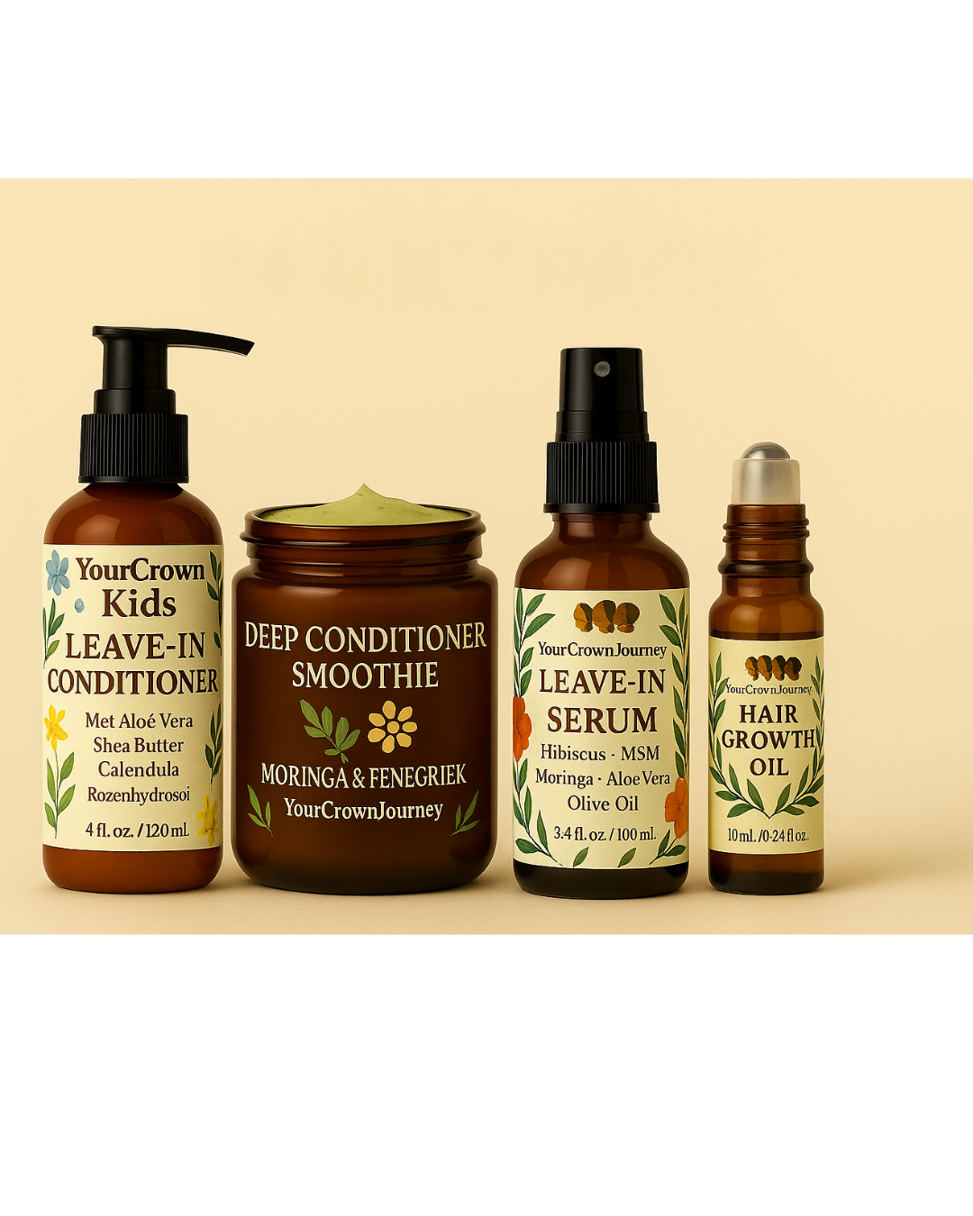 natuurlijke haarverzorging voor vrouwen en kinderen met krullen en kroeshaar. Haargroei stimuleren en tegen kale plekjes op het hoofd. 100% natuurlijke leave-in conditioner voor kinderen, leave in serum, deep conditioner en haargroei olie